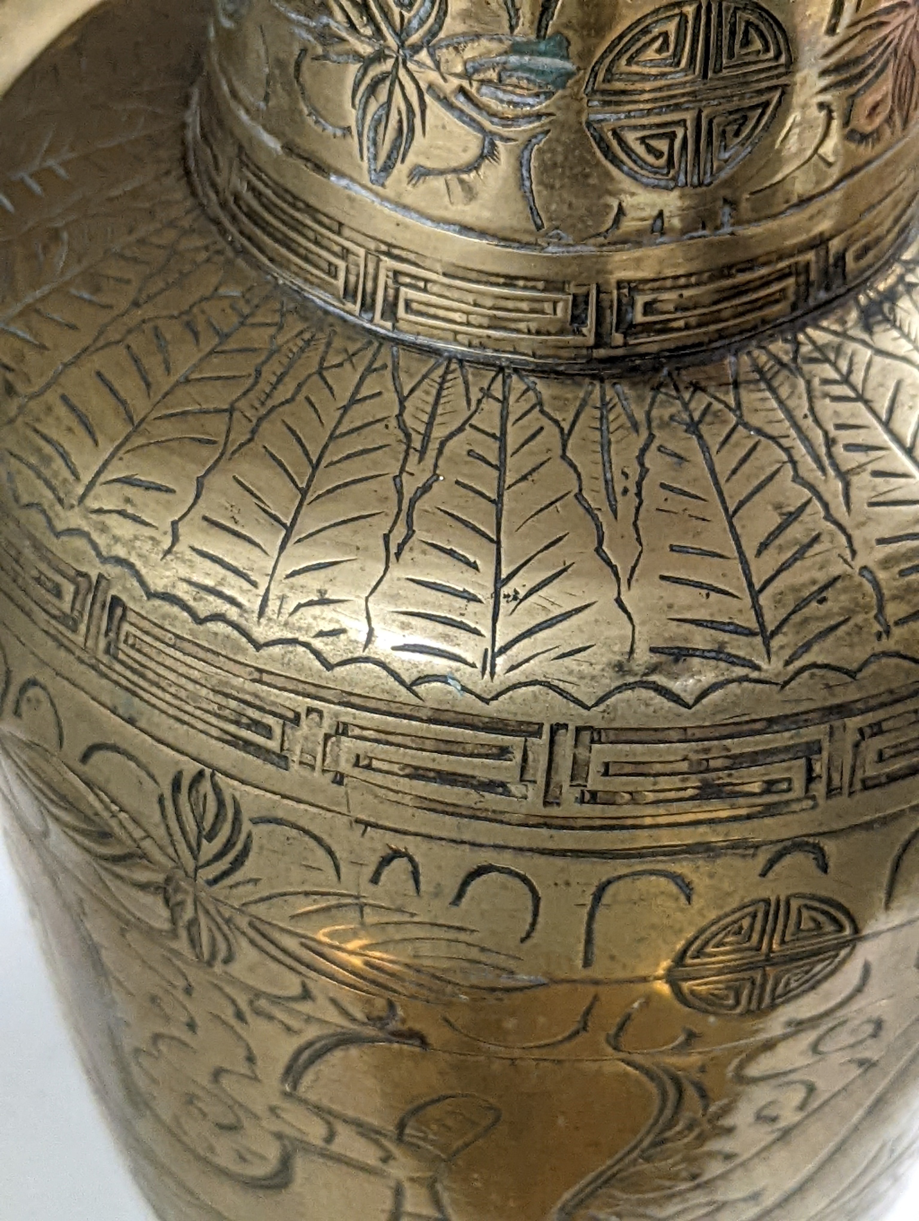 Two early 20th century Chinese bronze vases and a similar tray, 35cm diam.